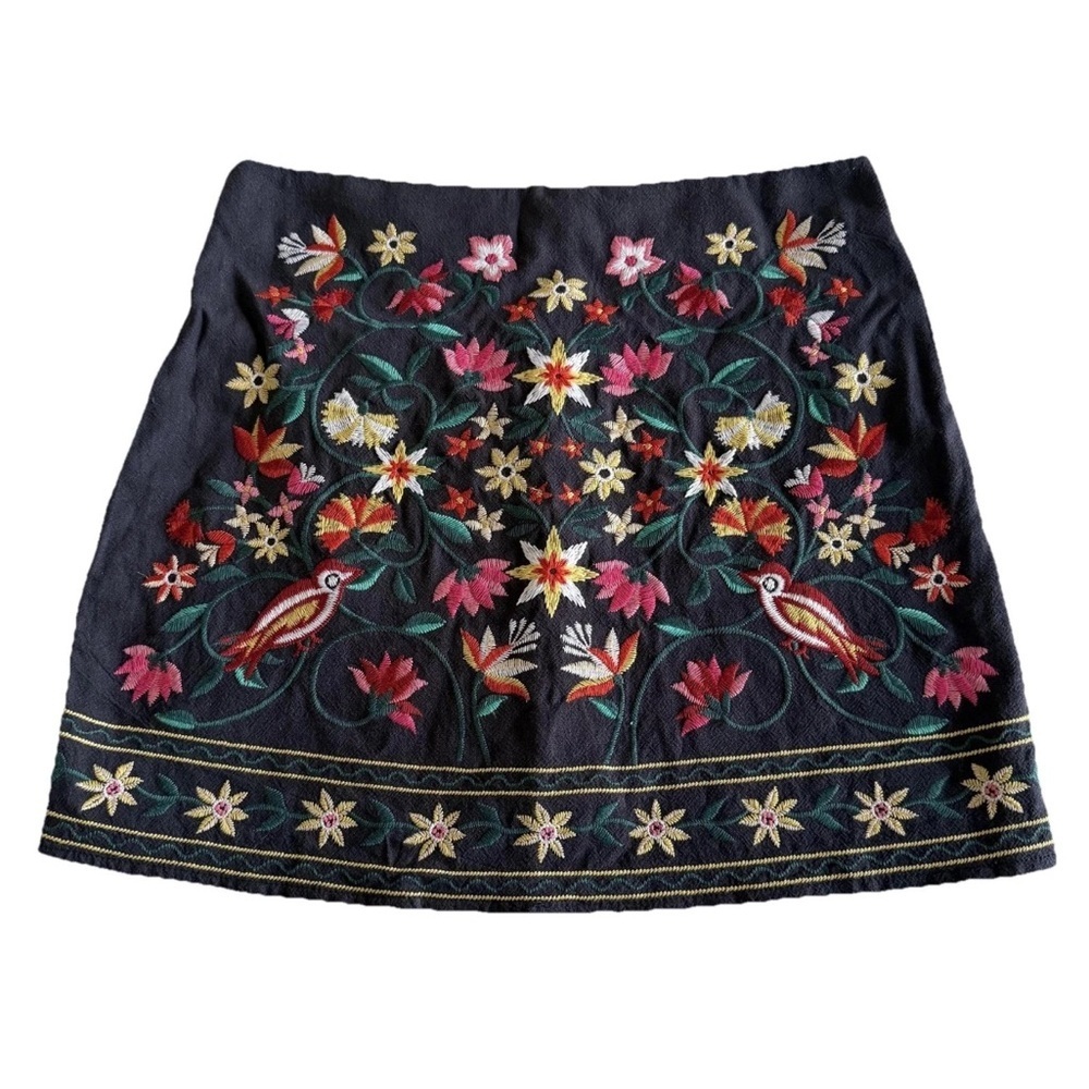 Umgee Skirt Womens L Floral Embroidered Straight Short Mini Boho Festival NWT